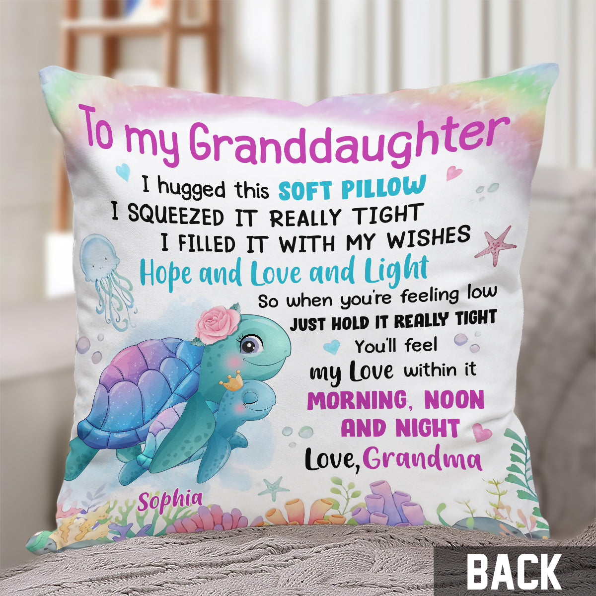 Granddaughter Grandson Sea Animals Hug This Pillow - Personalized grandson Throw Pillow