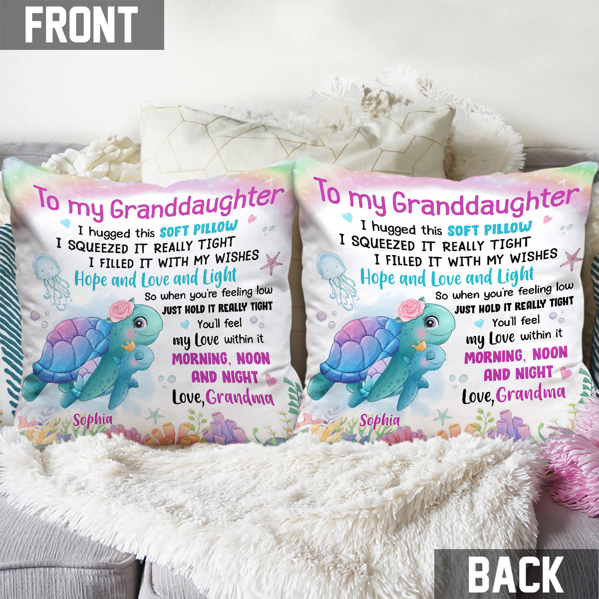 Granddaughter Grandson Sea Animals Hug This Pillow - Personalized grandson Throw Pillow