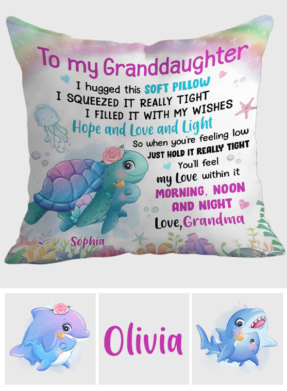 Granddaughter Grandson Sea Animals Hug This Pillow - Personalized grandson Throw Pillow