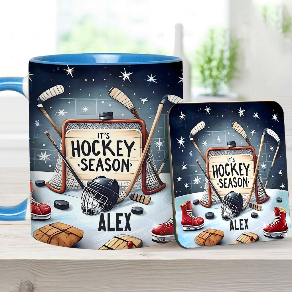 It's Hockey Season - Personalized Hockey Accent Mug