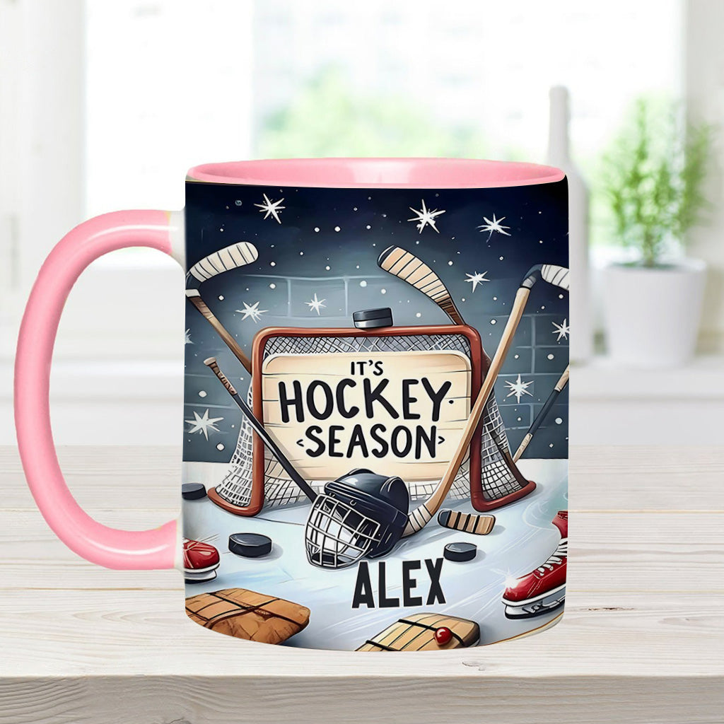 It's Hockey Season - Personalized Hockey Accent Mug