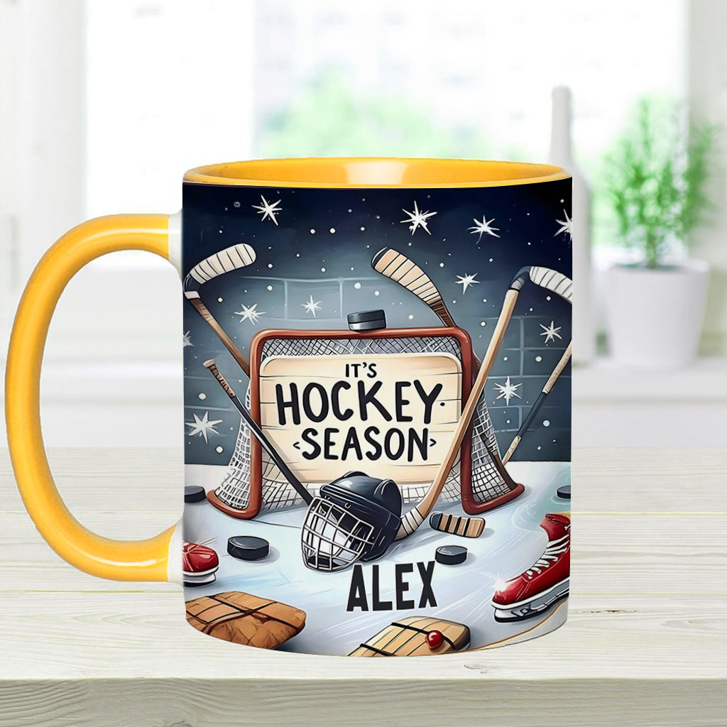 It's Hockey Season - Personalized Hockey Accent Mug