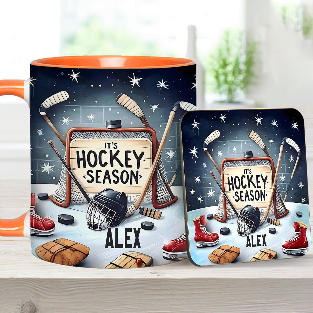 It's Hockey Season - Personalized Hockey Accent Mug