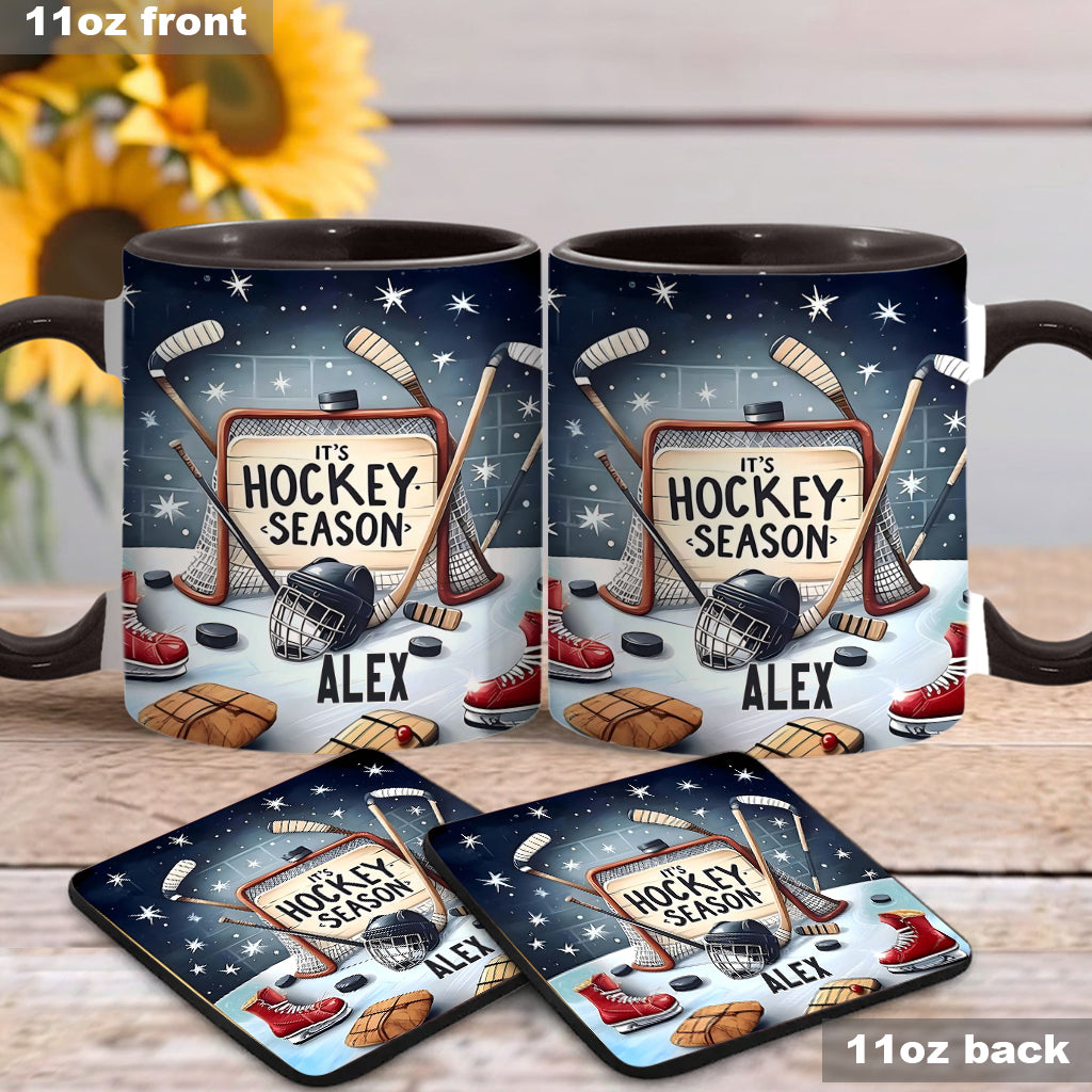 It's Hockey Season - Personalized Hockey Accent Mug