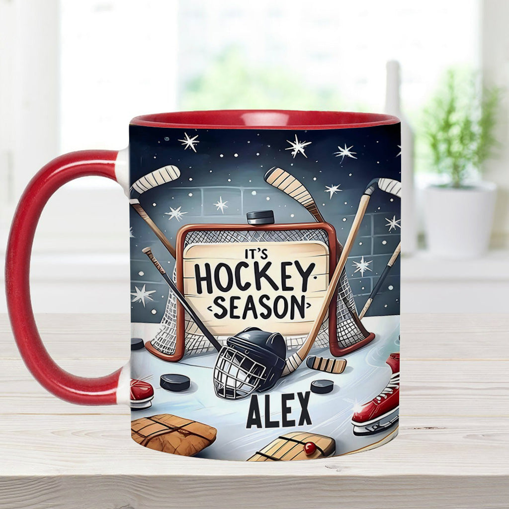 It's Hockey Season - Personalized Hockey Accent Mug