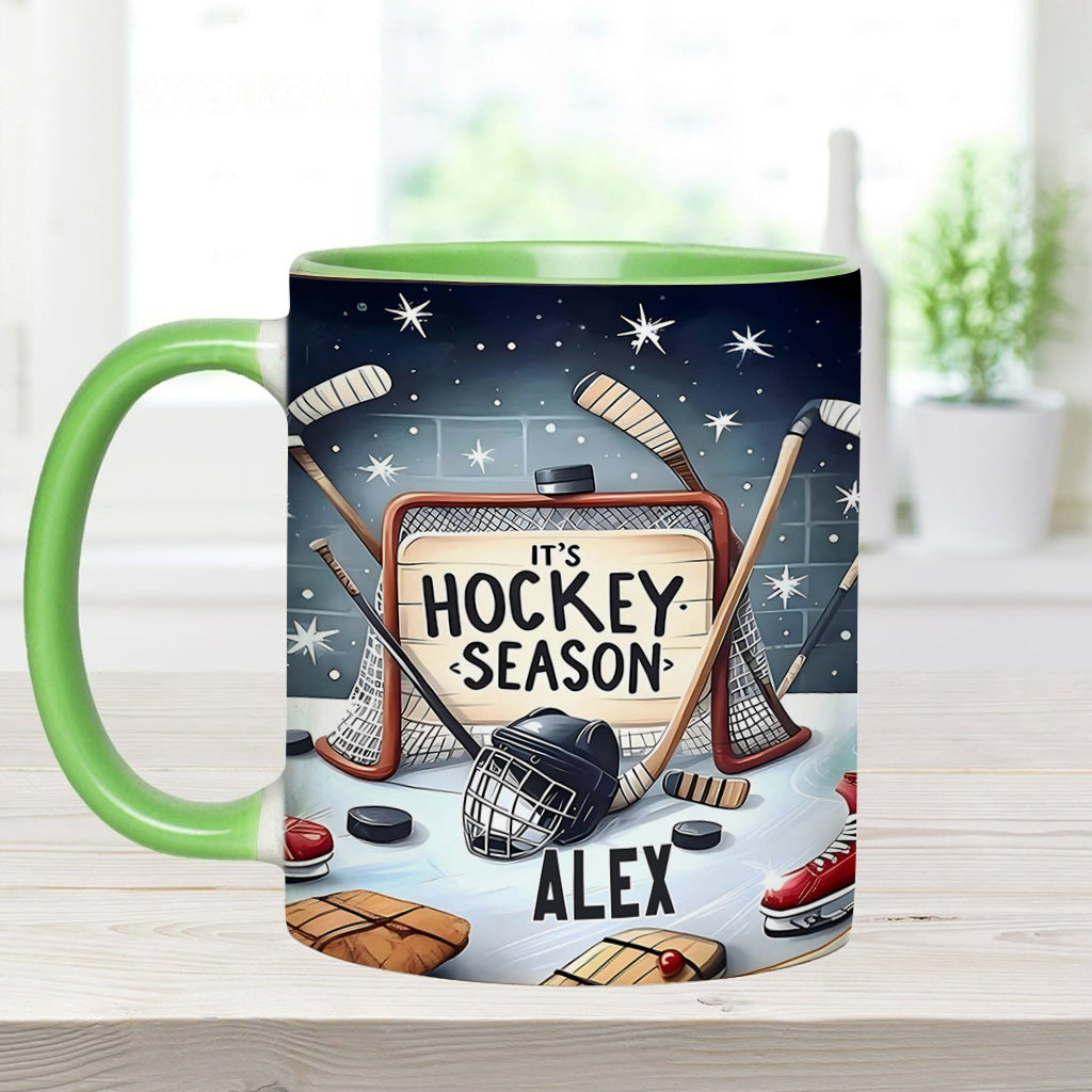 It's Hockey Season - Personalized Hockey Accent Mug