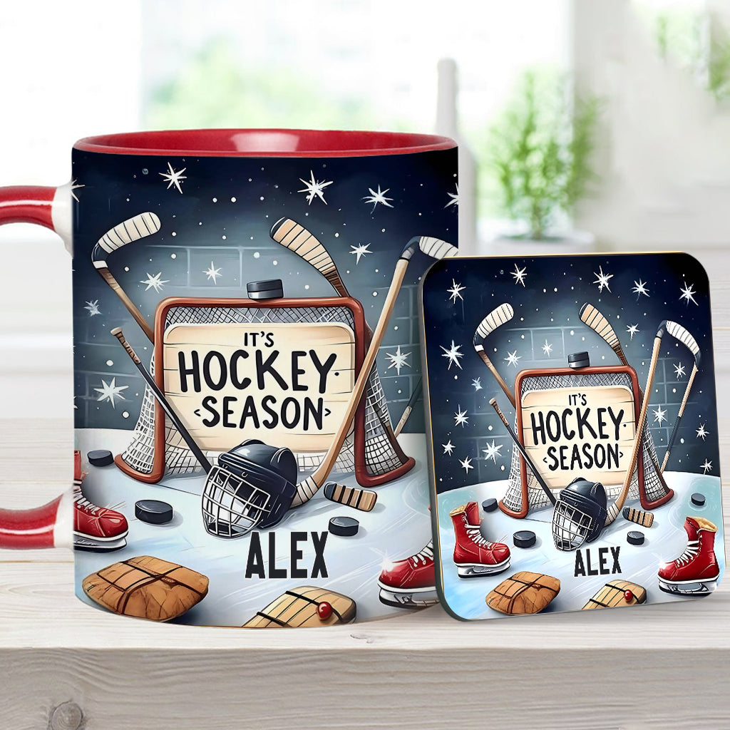 It's Hockey Season - Personalized Hockey Accent Mug