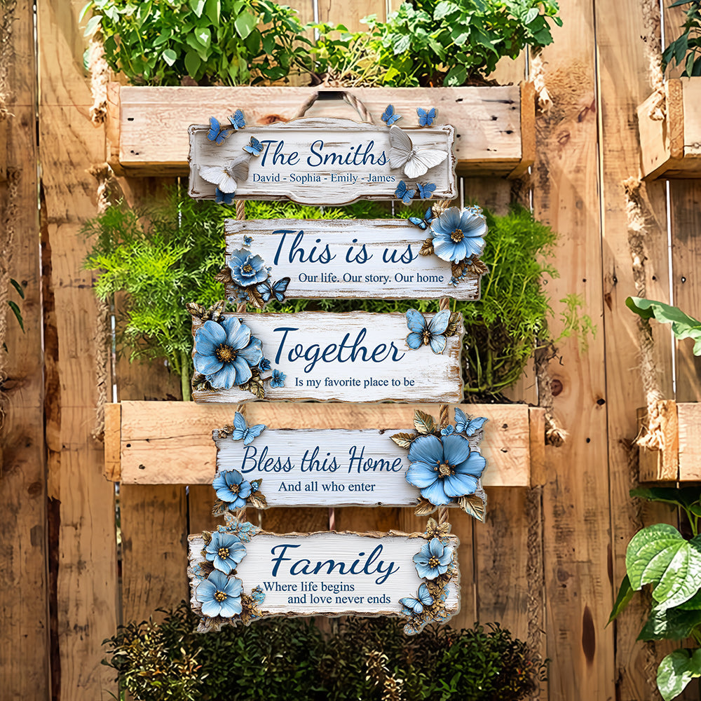 Voici notre histoire - Panneau familial personnalisé en bois de palette