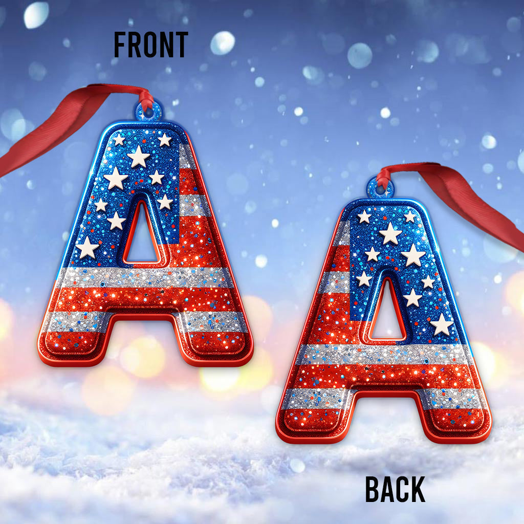 Beliebiger Buchstabe der amerikanischen Flagge - Personalisierter Familienschmuck