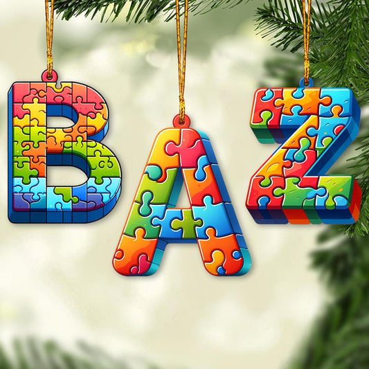 Any Letter Puzzle - Personalized Autism Awareness Ornament