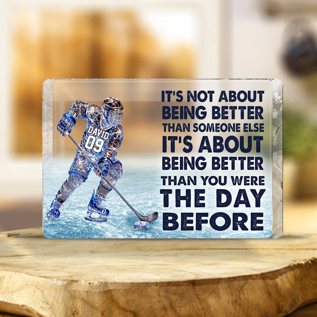 It's About Being Better - Personalized Hockey Custom Shaped Acrylic Plaque