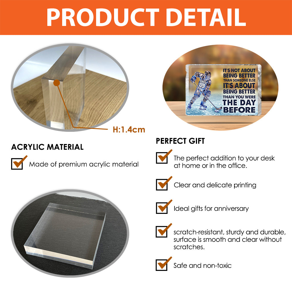 It's About Being Better - Personalized Hockey Custom Shaped Acrylic Plaque