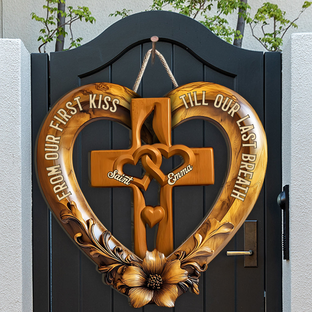 From Our First Kiss - Personalized Couple Custom Shaped Wood Sign