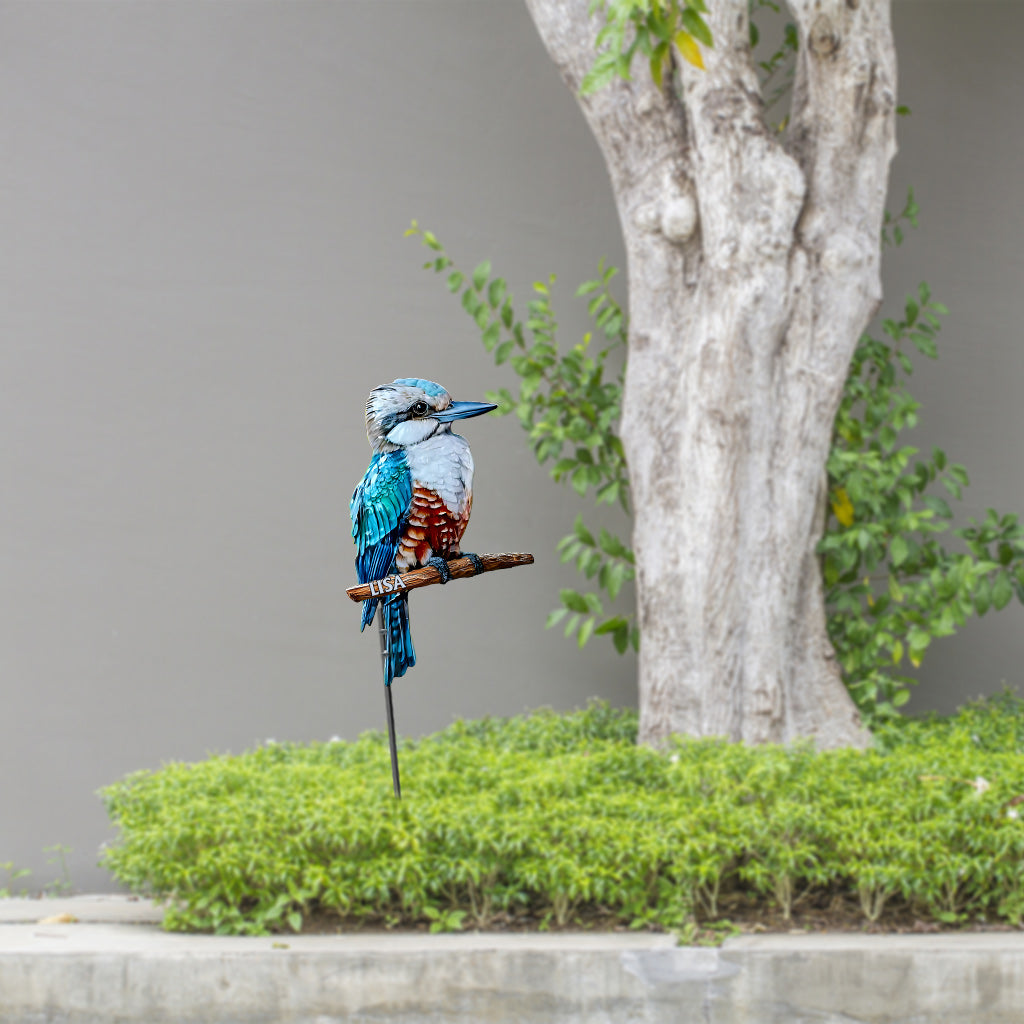 Blue Kookaburra - Personalized Gardening Metal Garden Art