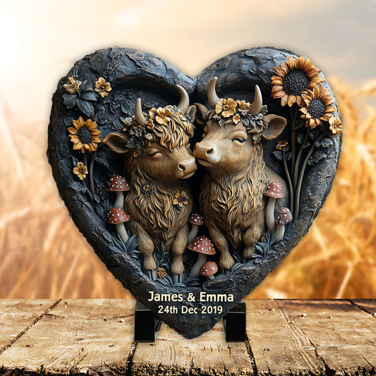 Glückliches Paar im Landhausstil – personalisierter herzförmiger Stein