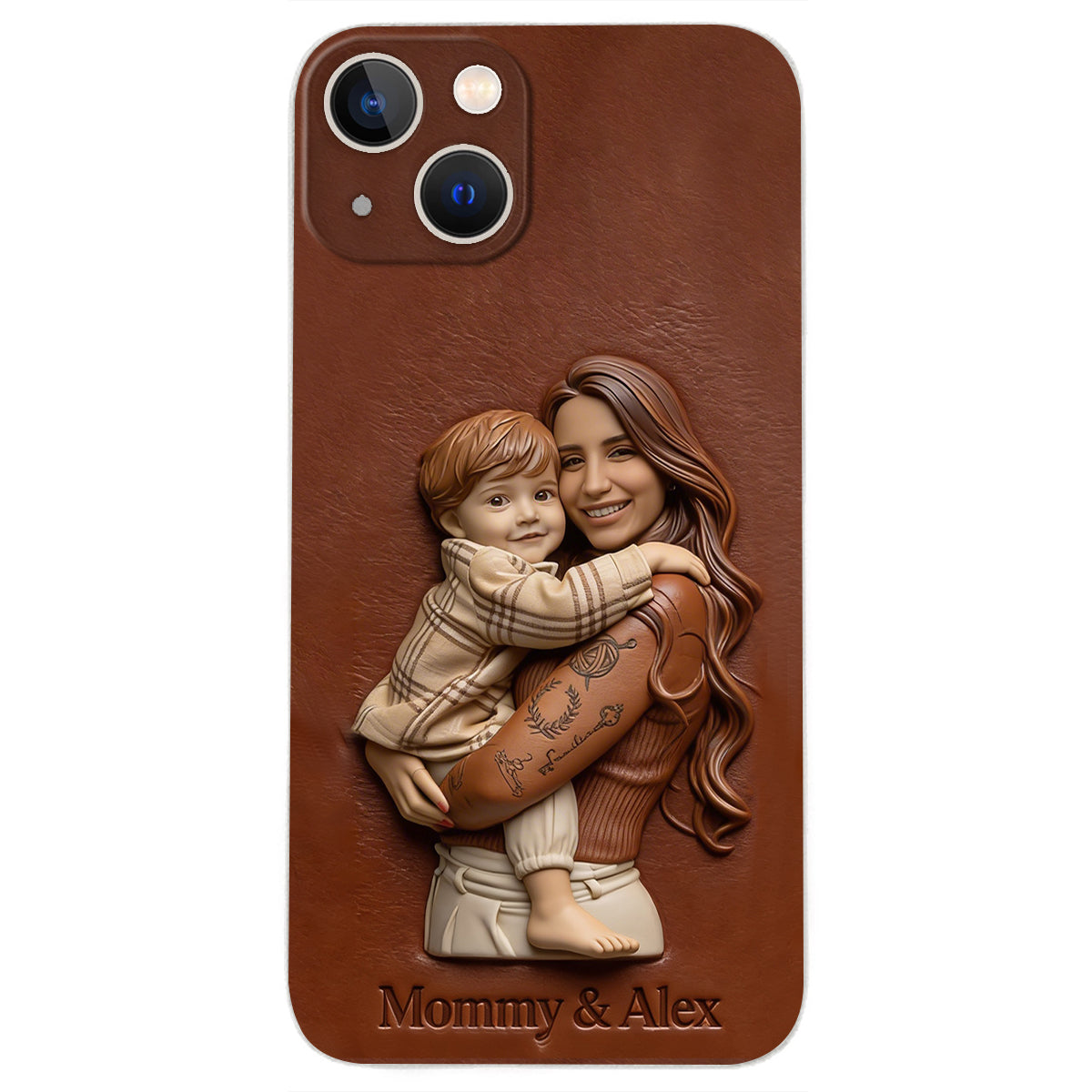 Étui de téléphone en cuir personnalisé avec photo pour maman ou grand-mère