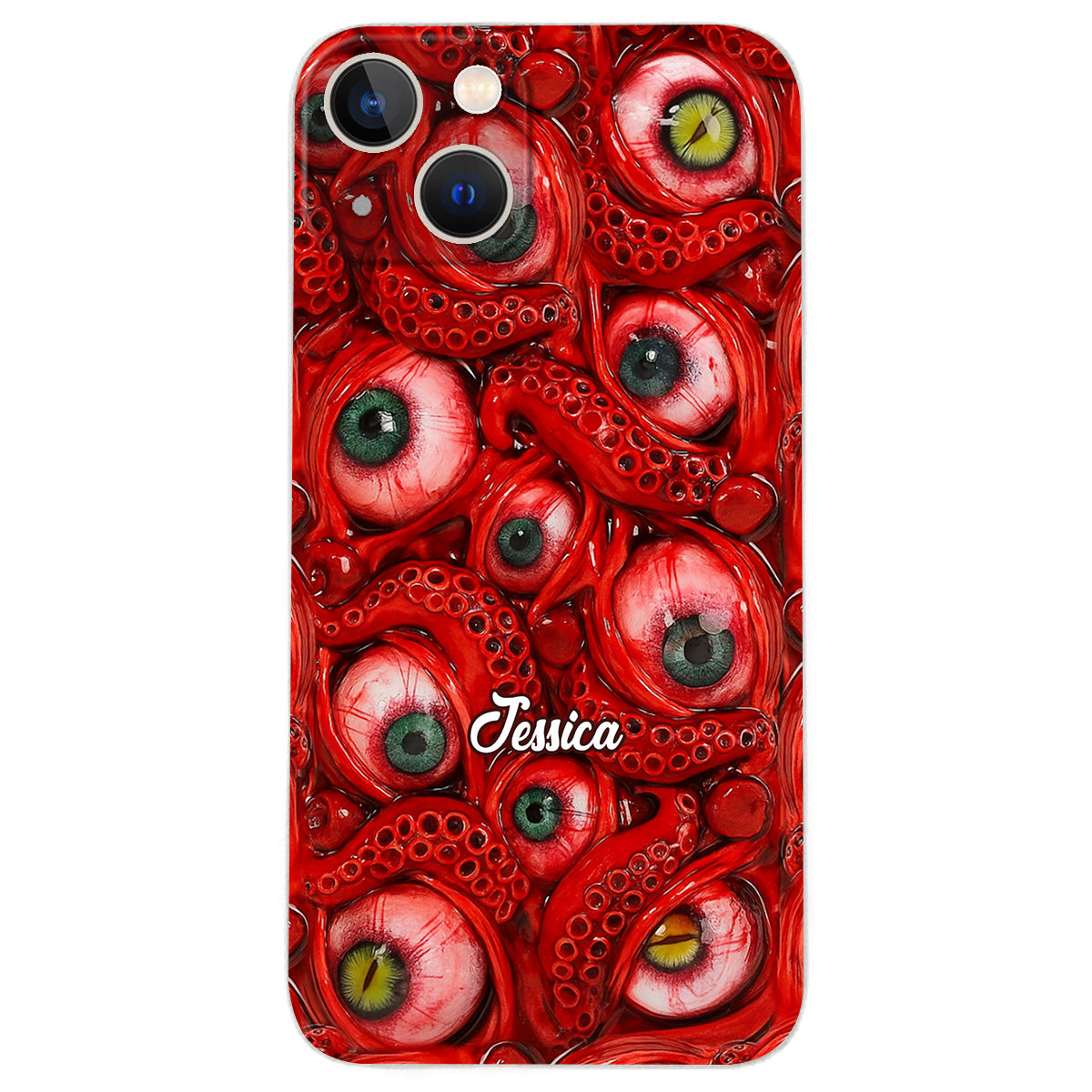 Horror Bloody Eyes - Personalisierte Halloween-Handyhülle aus Leder