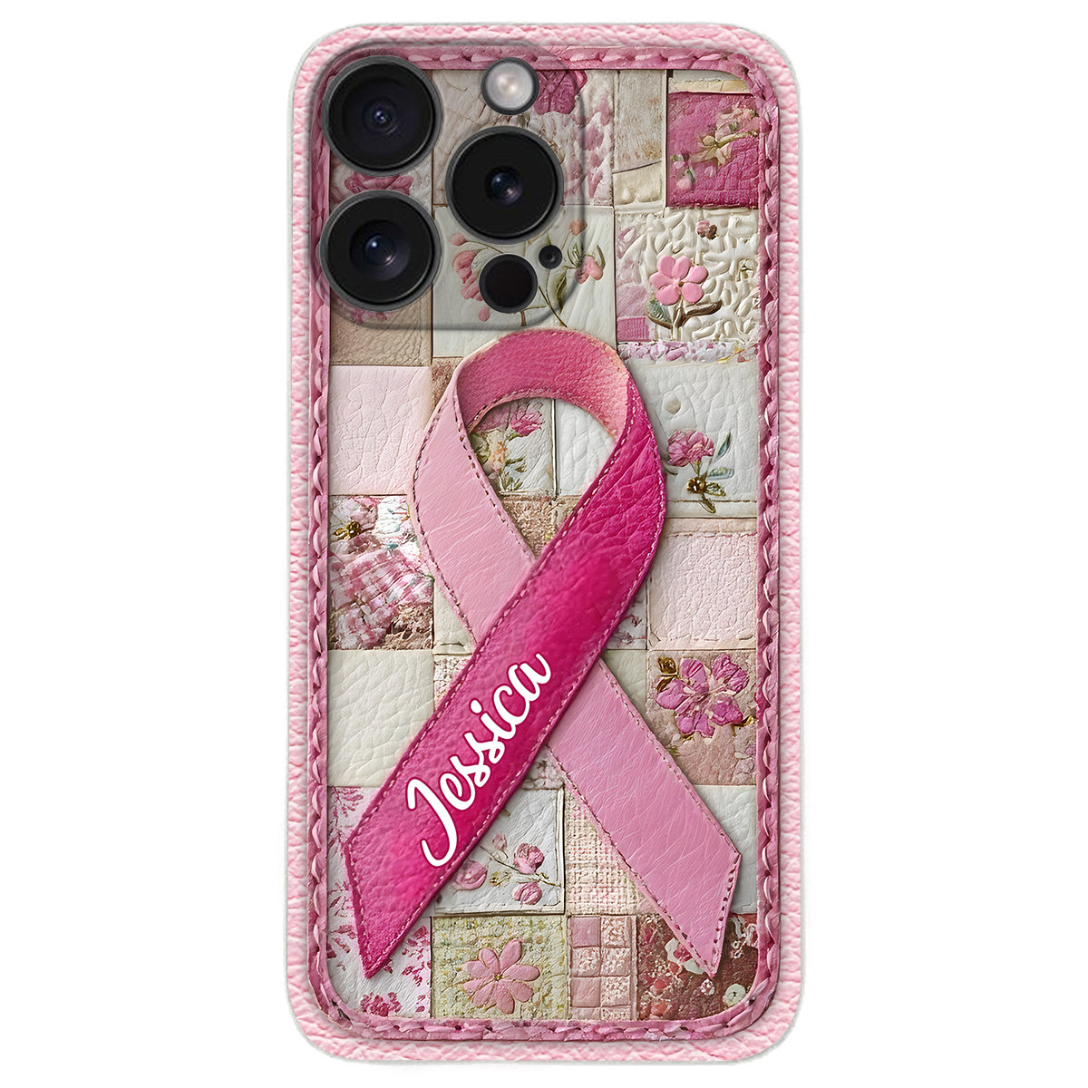Breast Cancer Awareness - Personalized Breast Cancer Awareness Leather Phone Case
