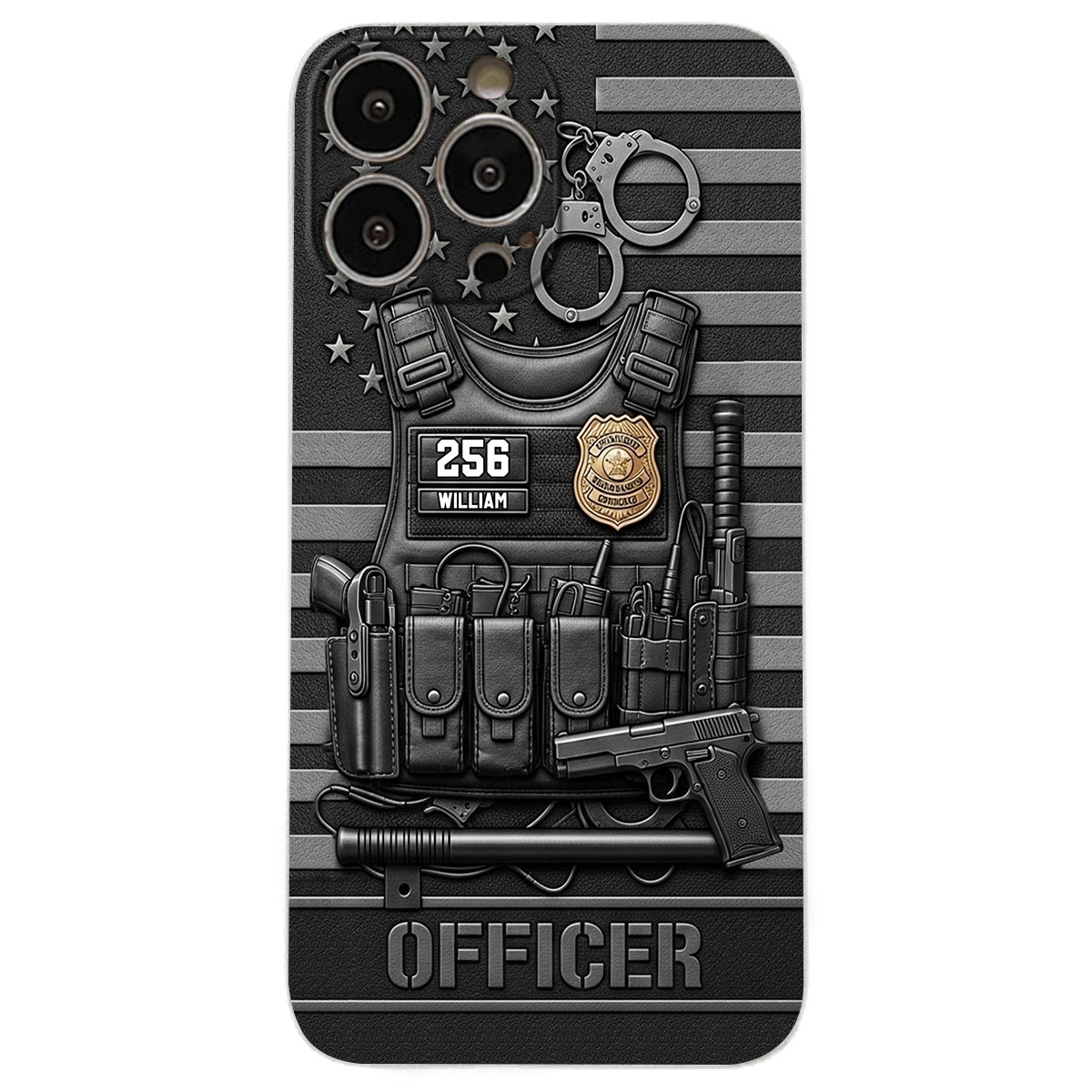 Serve And Protect - Personalized Police Officer Leather Phone Case