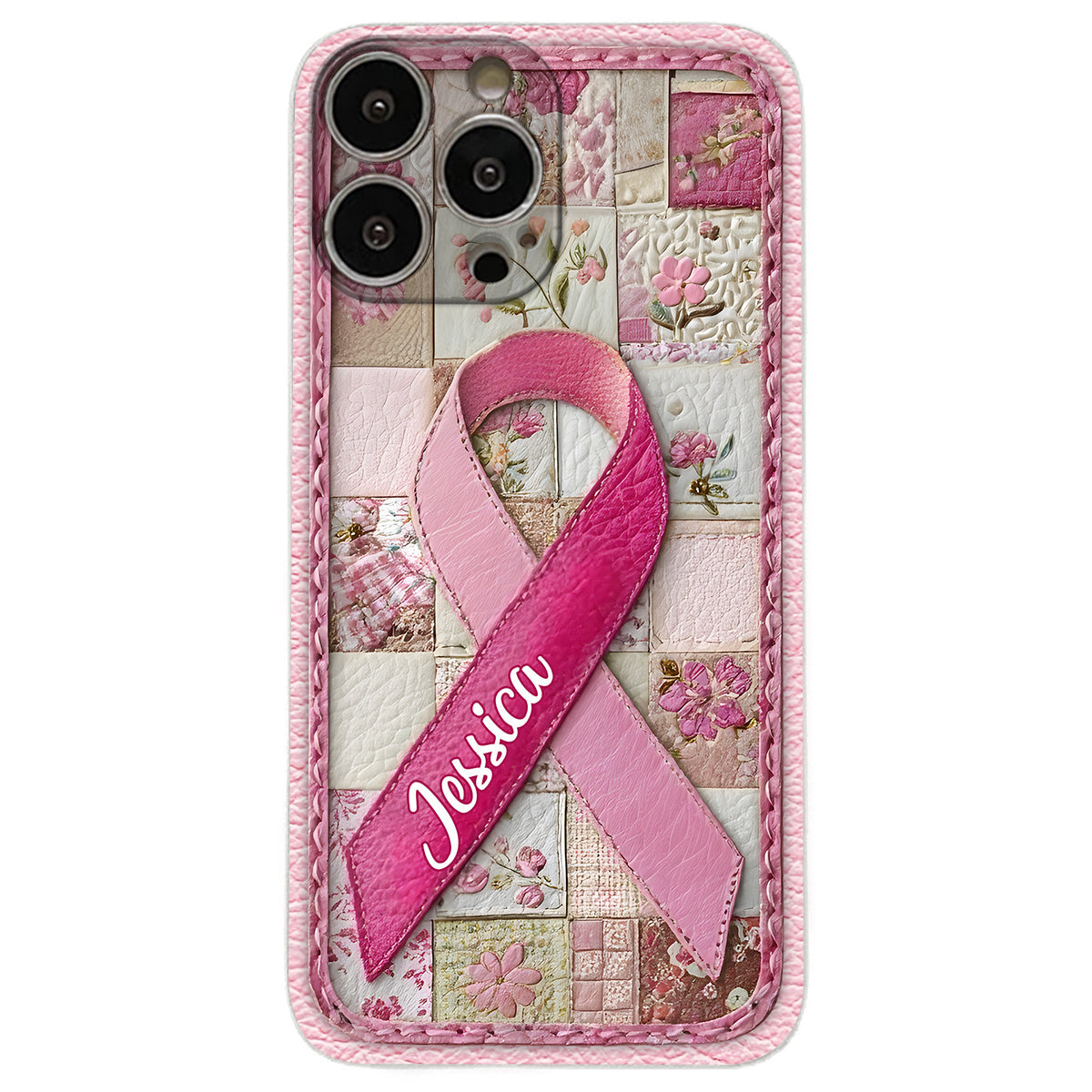 Breast Cancer Awareness - Personalized Breast Cancer Awareness Leather Phone Case