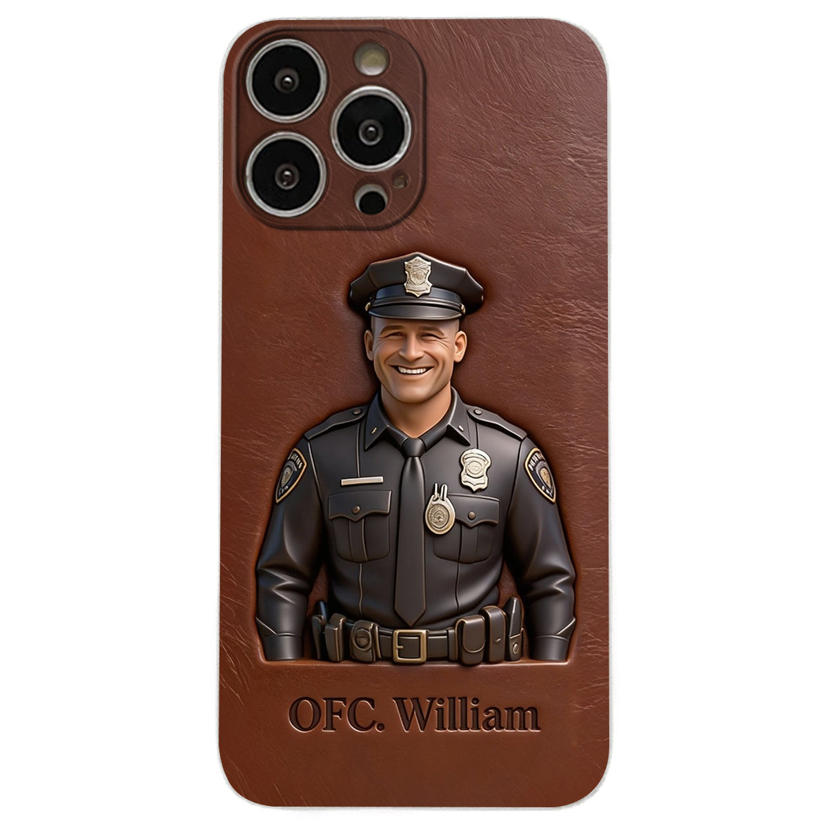 Police Gifts - Personalized Police Officer Leather Phone Case