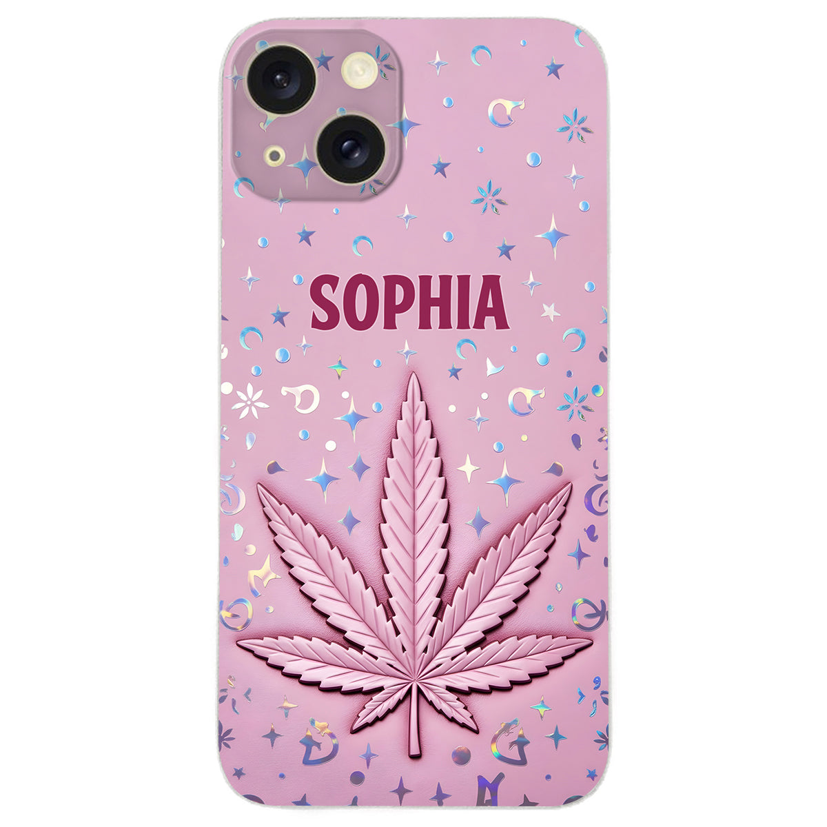 Stoner Chick – Personalisierte Handyhülle aus Leder mit Weed-Motiv