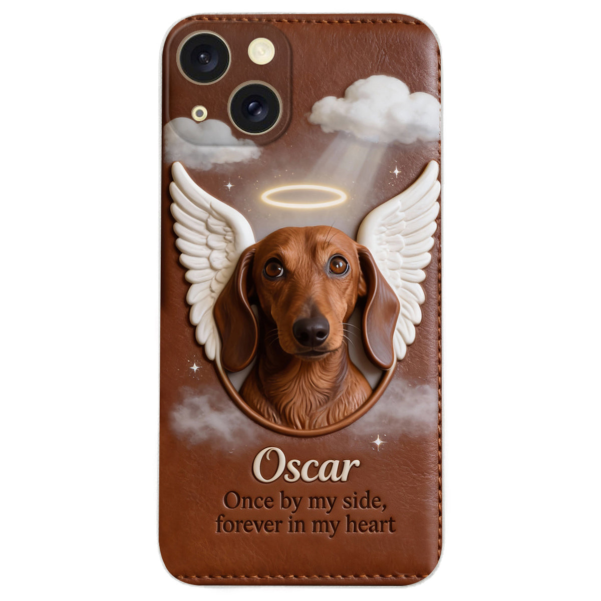 Once By My Side - Personalized Dog Leather Phone Case