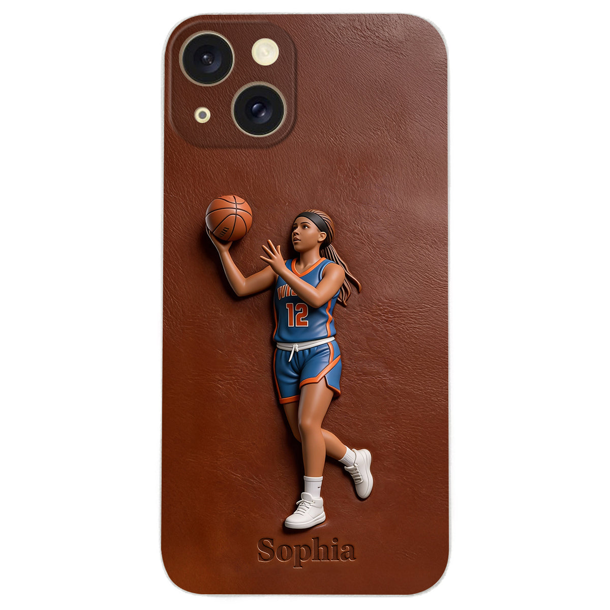 Liebe zum Basketball – Personalisierte Basketball-Handyhülle aus Leder