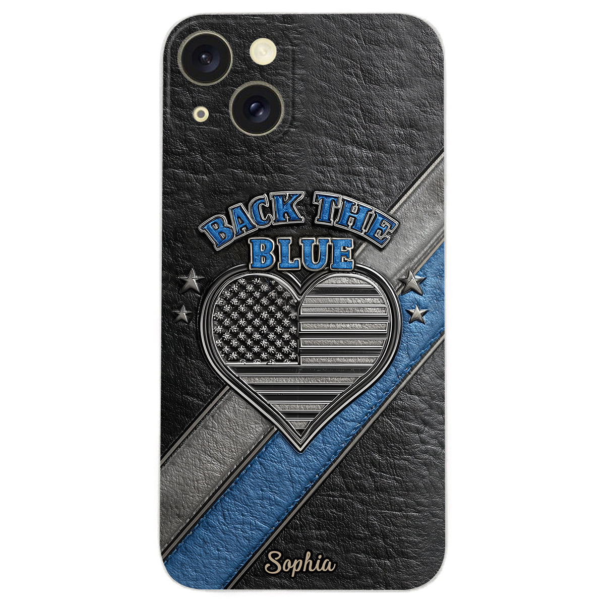 „Back the Blue“ – Personalisierte Handyhülle aus Leder für Polizeibeamte