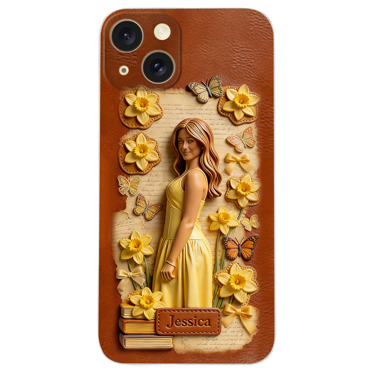 Custom Any Photo Unique Birth Flower - Personalized Self Love Leather Phone Case