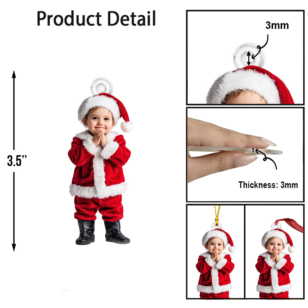 Any Photo Ornament Gift For Grandkids - Personalized Kid Custom Shaped Ornament