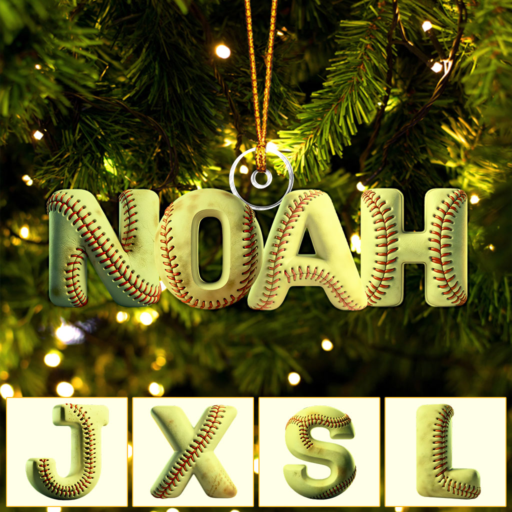Ornement de softball personnalisé avec nom - Ornement de softball personnalisé en forme de balle