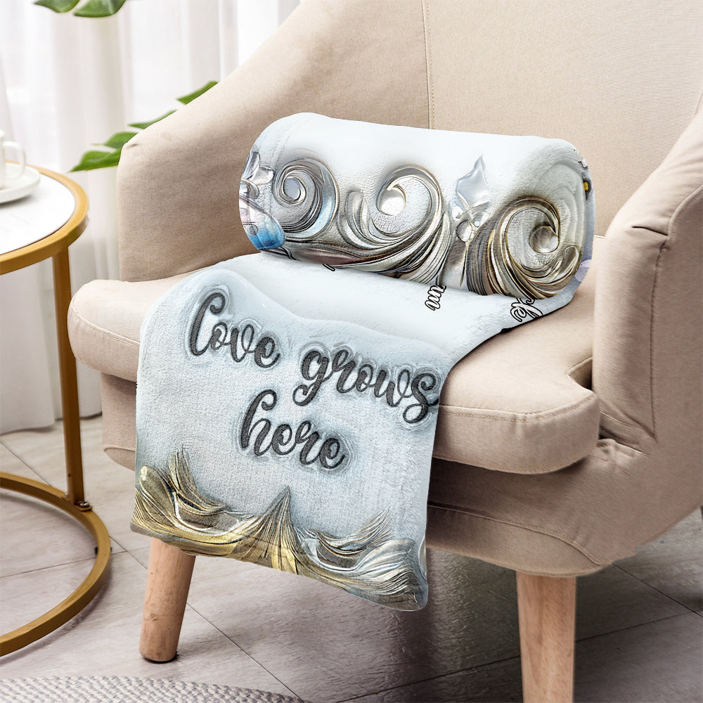 Grandma with Grandkid's Birth Flower - Personalized Grandma Blanket