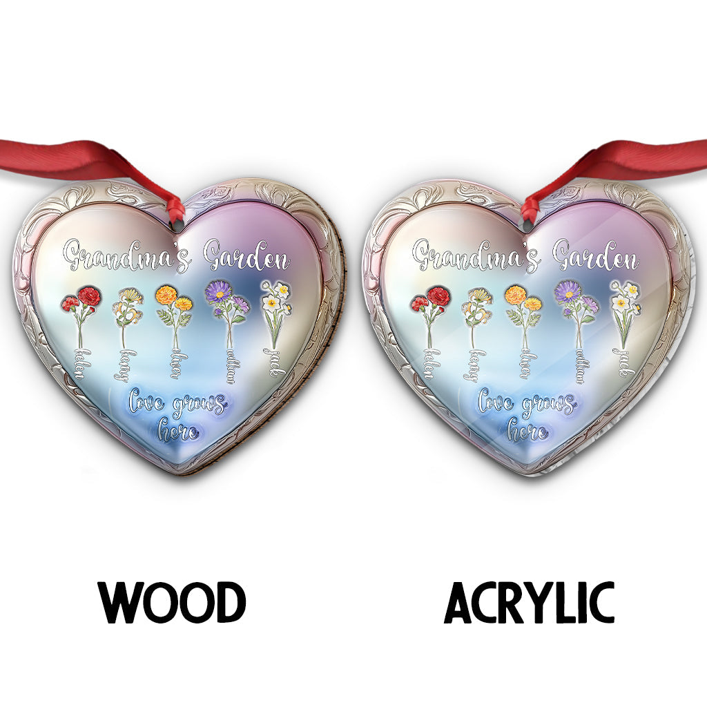 Grand-mère avec la fleur de naissance de son petit-enfant - Ornement personnalisé pour grand-mère