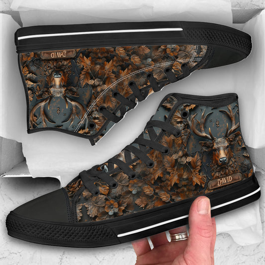 Stunning Deer - Personalized Hunting High Top Shoes