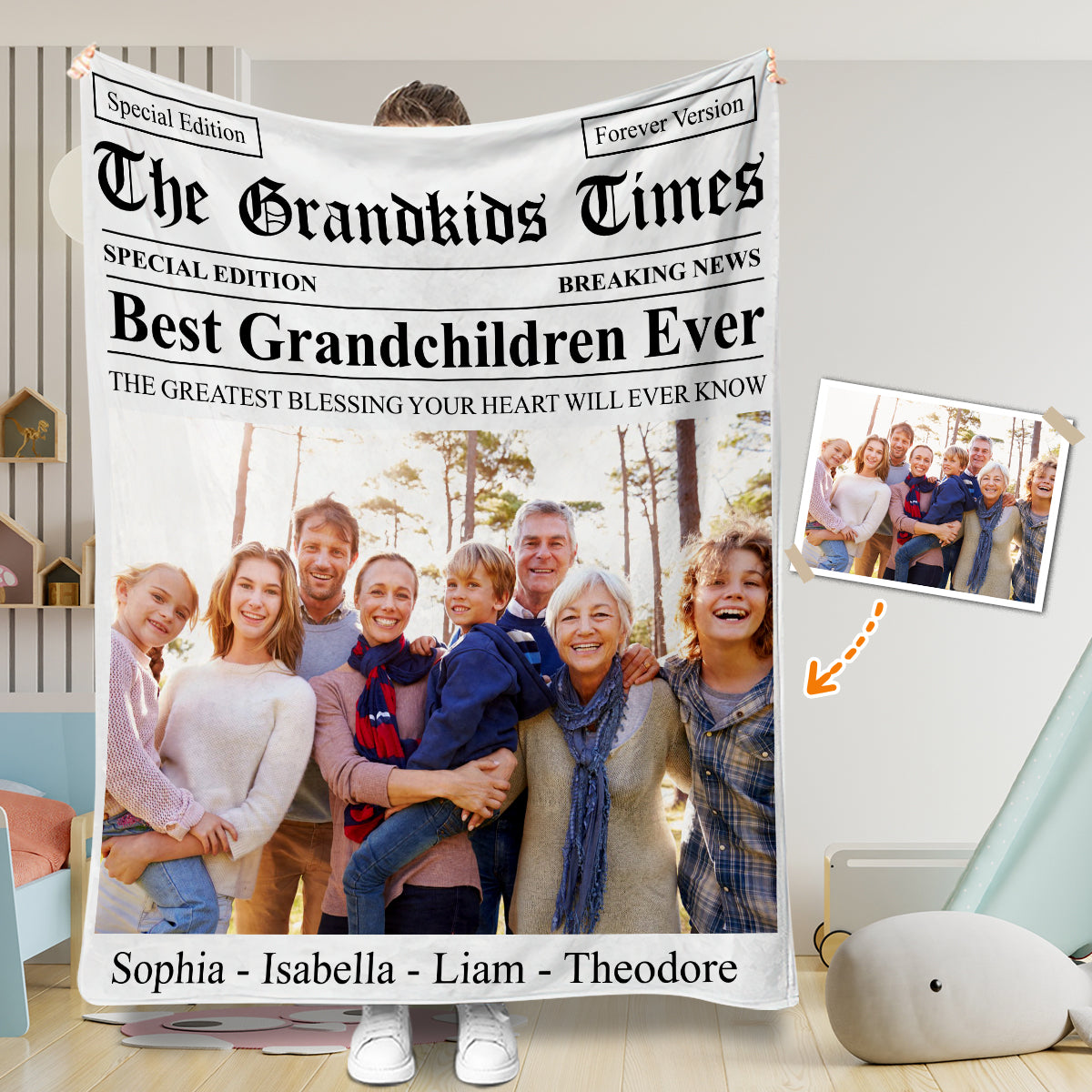 Couverture personnalisée Grandma Times « Le meilleur petit-enfant du monde »