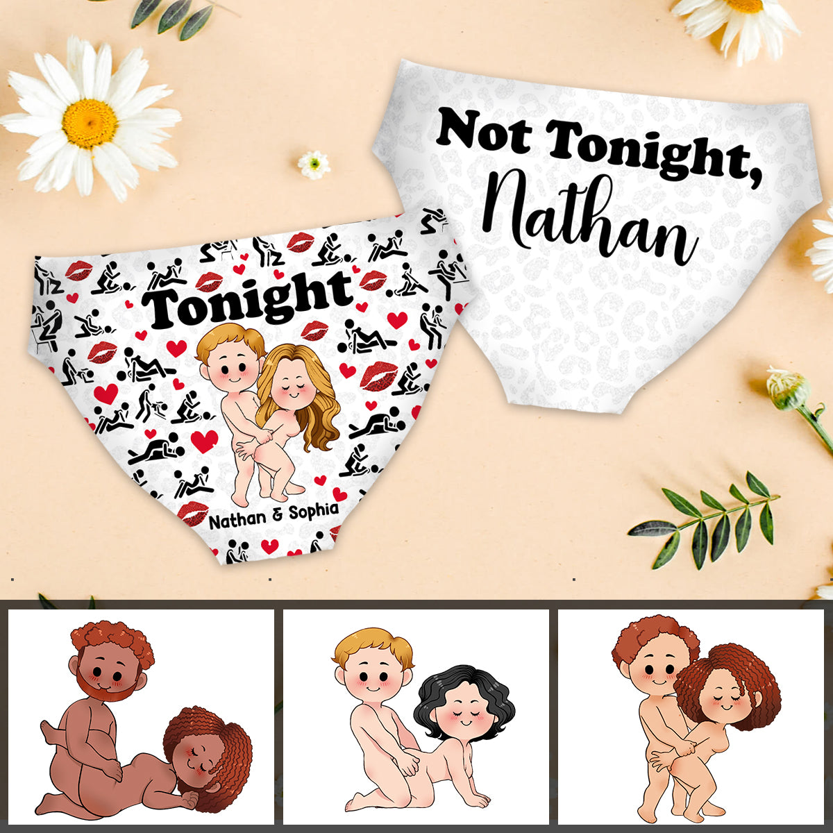 Tonight Or Not Tonight - Personalized Couple Women Briefs