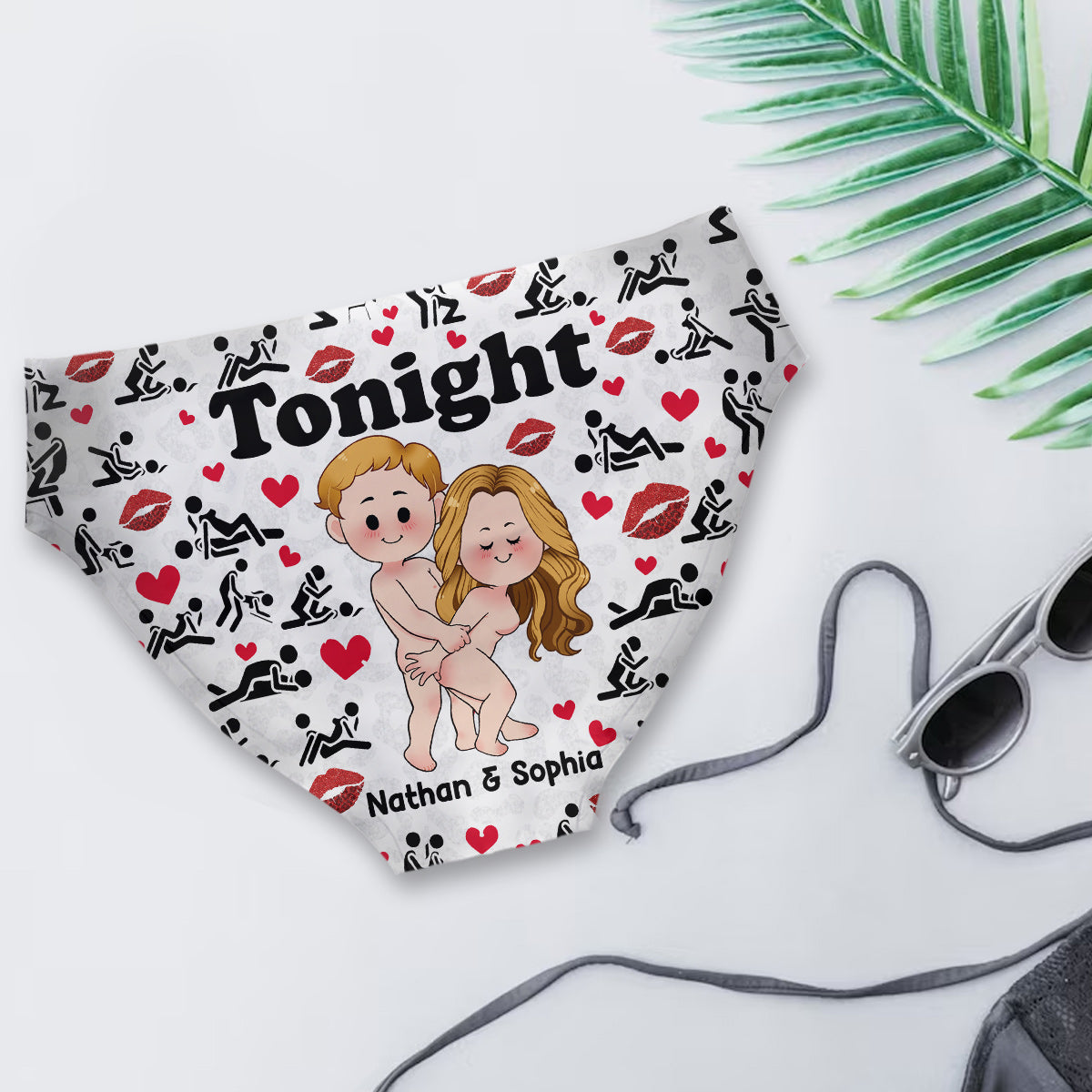 Tonight Or Not Tonight - Personalized Couple Women Briefs