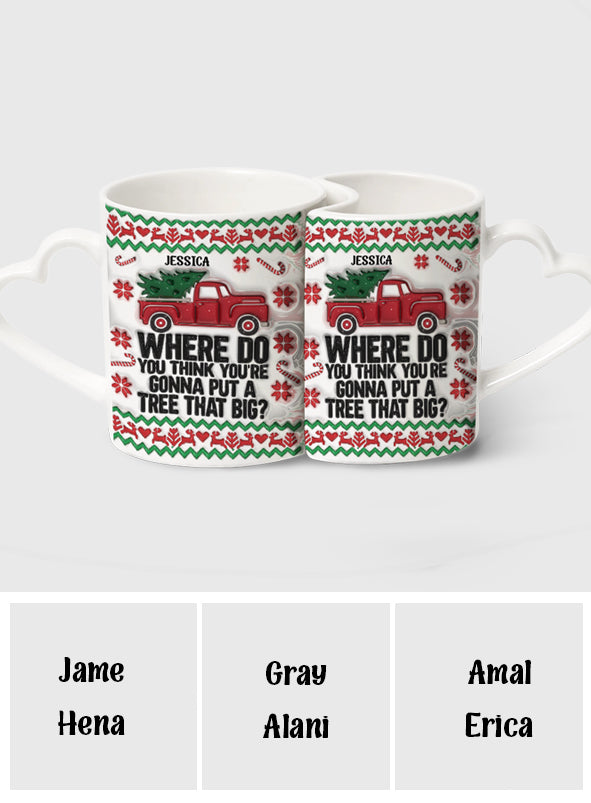 Bend Over And I Will Show You - Personalized Couple Matching Heart Handle Mug