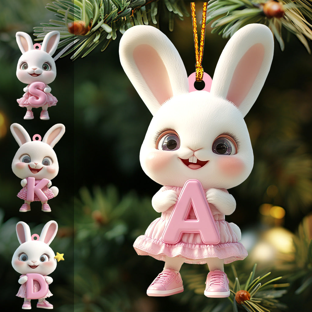 Cute Bunny Letter Ornament - Personalized Kid Ornament