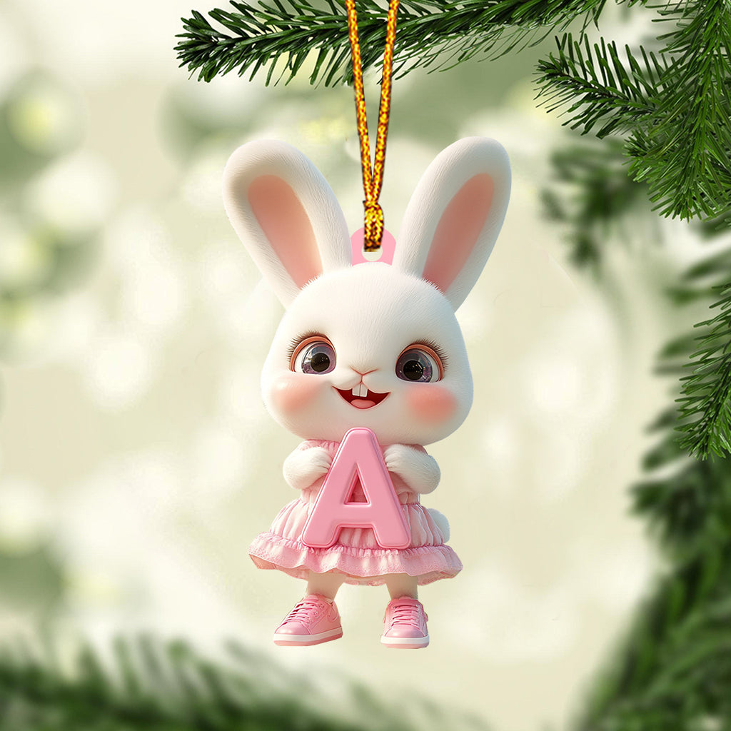 Cute Bunny Letter Ornament - Personalized Kid Ornament