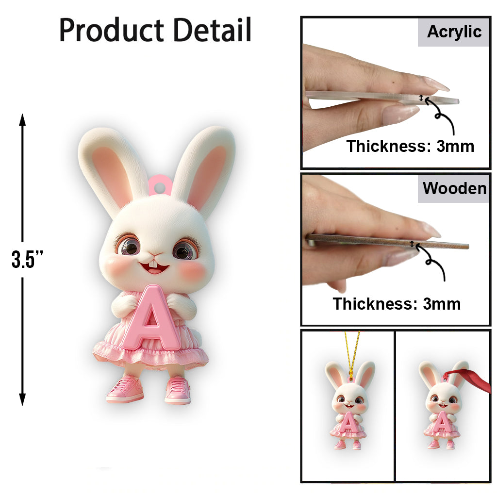 Cute Bunny Letter Ornament - Personalized Kid Ornament