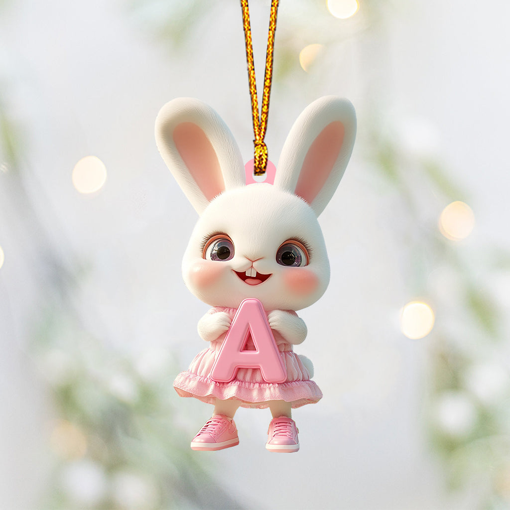 Cute Bunny Letter Ornament - Personalized Kid Ornament
