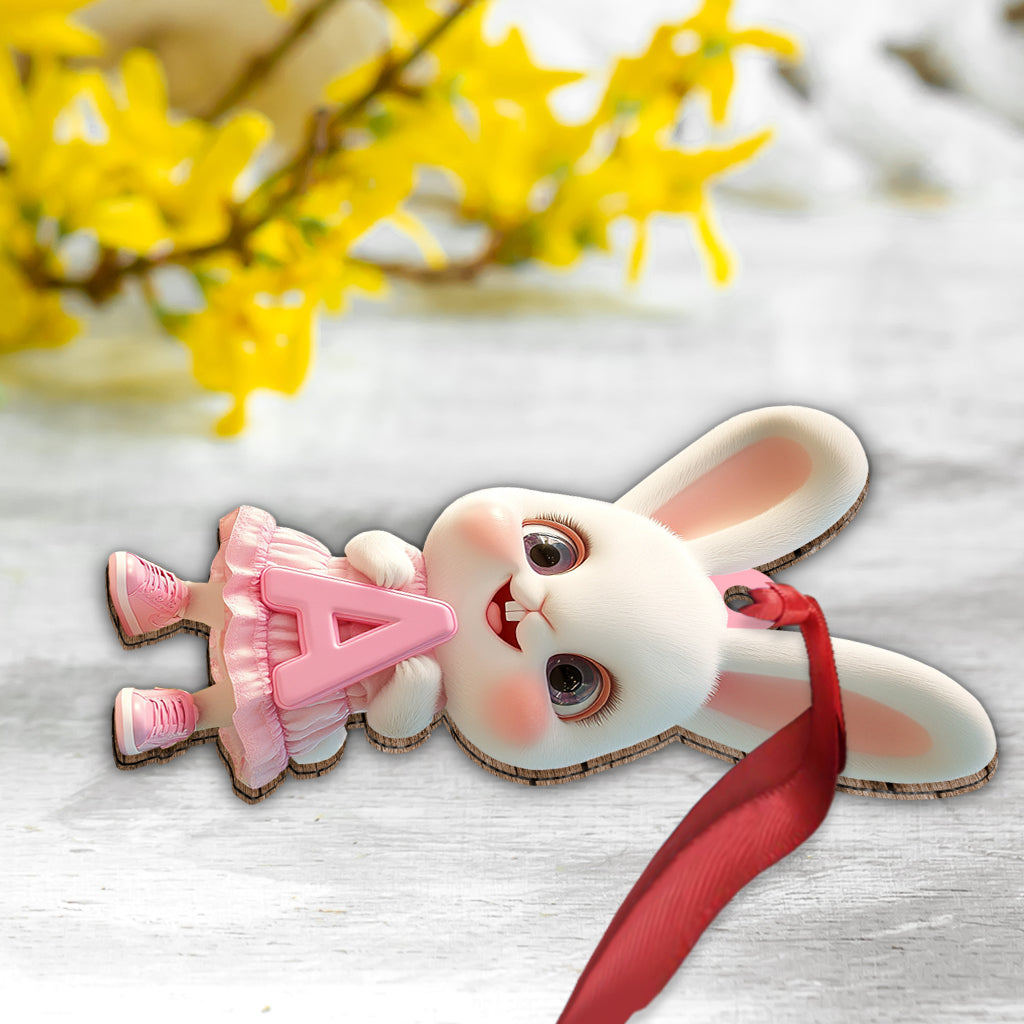 Cute Bunny Letter Ornament - Personalized Kid Ornament