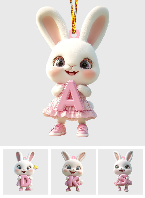 Cute Bunny Letter Ornament - Personalized Kid Ornament