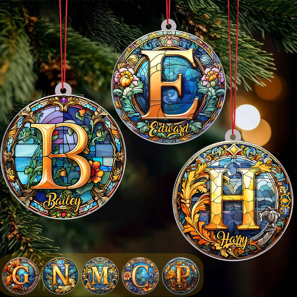 Stained Glass Letter - Personalized Family Ornament