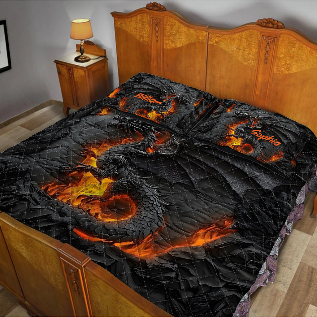 Fire Dragon - Personalized Dragon Quilt Set