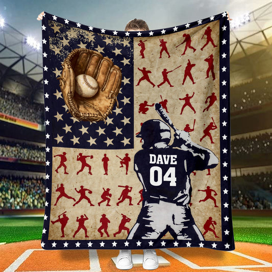 Any Name and Number - Personalized Baseball Blanket