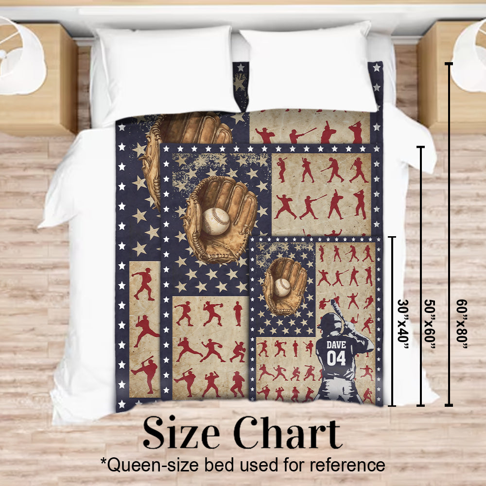 Any Name and Number - Personalized Baseball Blanket