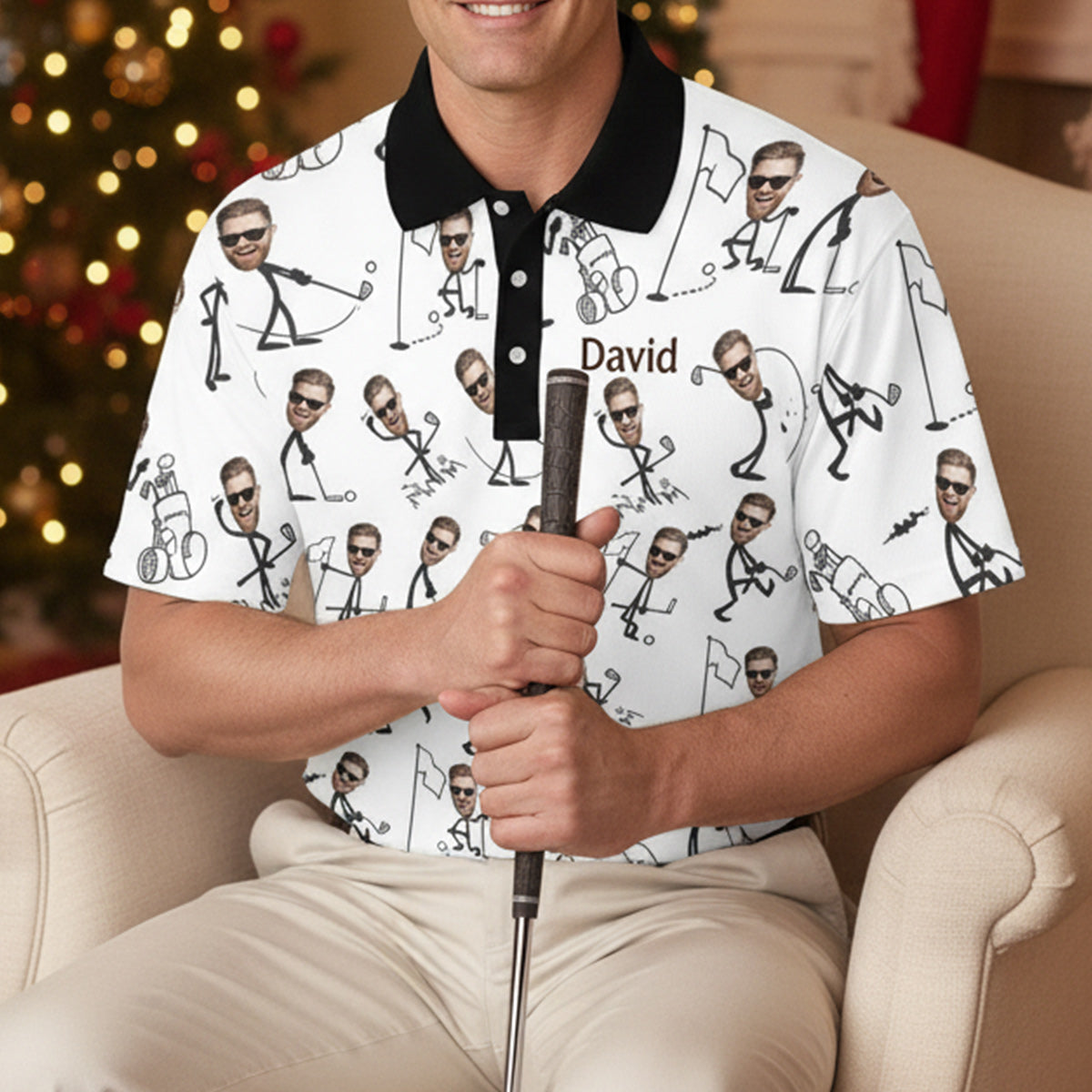 The Perfect Christmas Gift For Star Golf Dad, Uncle, Husband... - Personalized Golf Polo Shirt